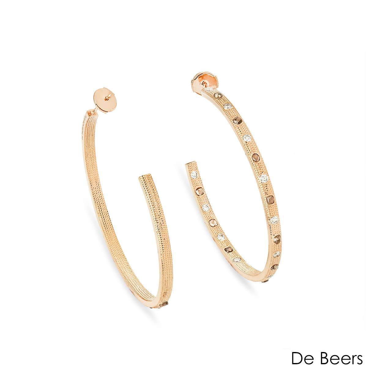 De Beers Rose Gold Talisman Hoop Earrings E103360 De Beers Rose Gold Talisman Hoop Earrings E103360